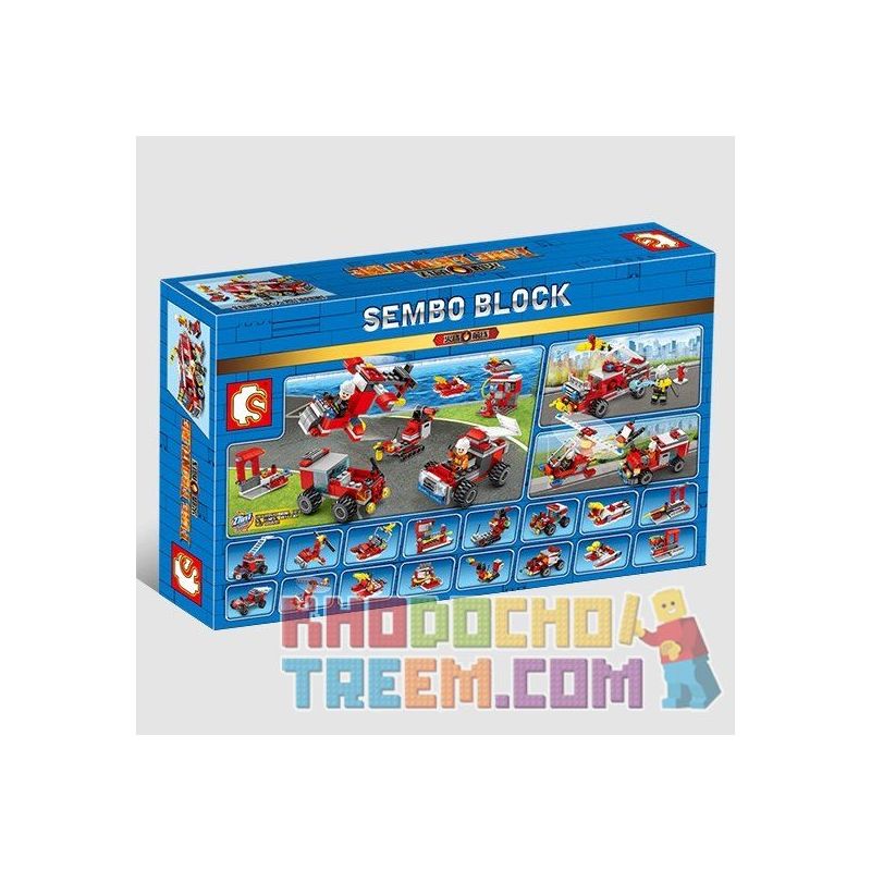 SEMBO 603034 non  ĐỘI XE CỨU HỎA LẮP ĐƯỢC 27 MẪU bộ đồ chơi xếp lắp ráp ghép mô hình Fire Rescure FIRE FRONTLINE 394 khối