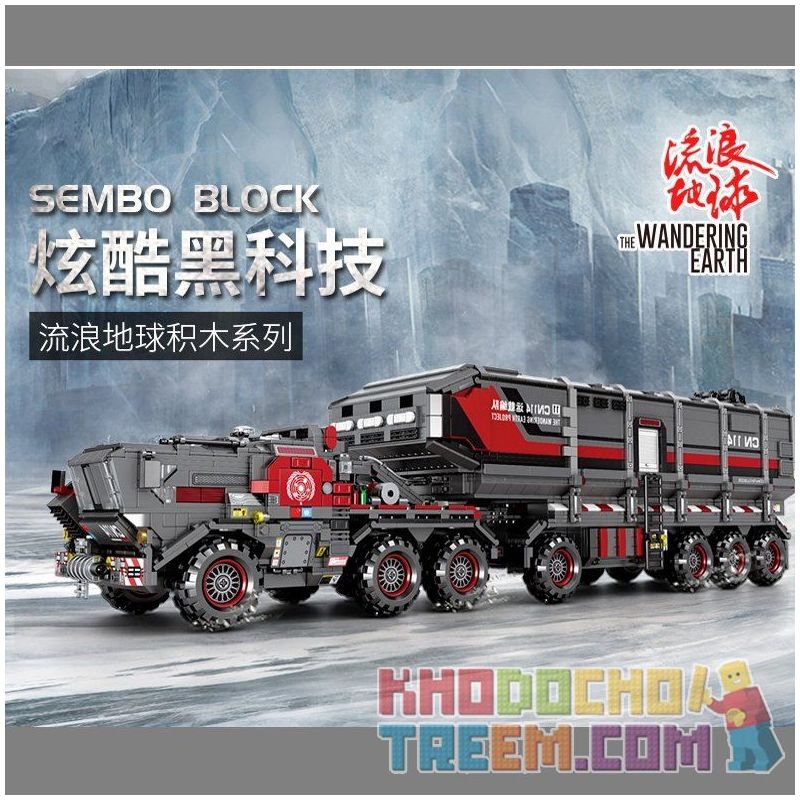 SEMBO 107009 non  XE TẢI VẬN CHUYỂN bộ đồ chơi xếp lắp ráp ghép mô hình The Wandering Earth CARGOTRUCK-TRANSPORT Lưu Lạc Địa Cầu 3712 khối