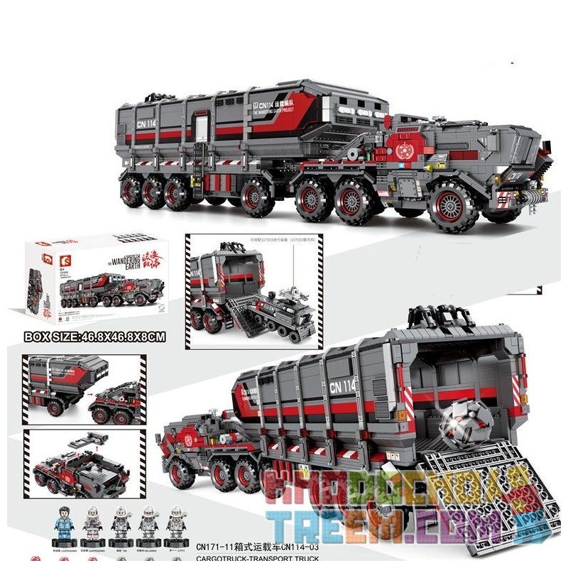 SEMBO 107009 non  XE TẢI VẬN CHUYỂN bộ đồ chơi xếp lắp ráp ghép mô hình The Wandering Earth CARGOTRUCK-TRANSPORT Lưu Lạc Địa Cầu 3712 khối