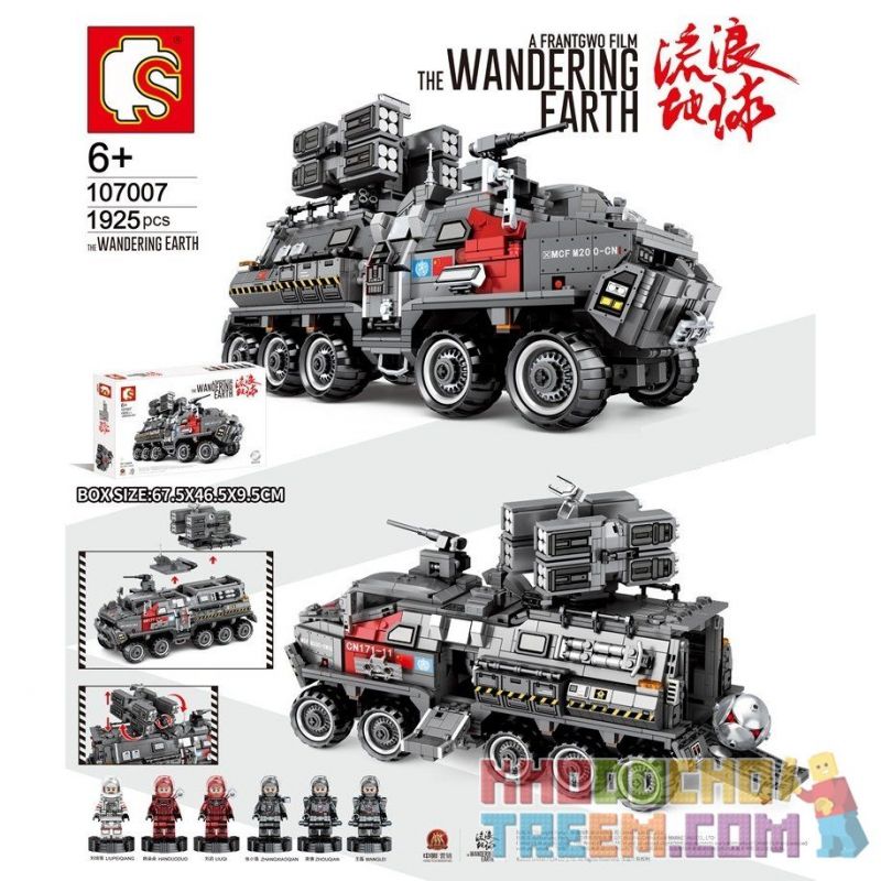SEMBO 107007 non  XE BỌC THÉP CHIẾN ĐẤU bộ đồ chơi xếp lắp ráp ghép mô hình The Wandering Earth MILITARY TRUCK Lưu Lạc Địa Cầu 1925 khối