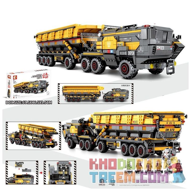 SEMBO 107008 non  XE TẢI KHAI THÁC QUẶNG bộ đồ chơi xếp lắp ráp ghép mô hình The Wandering Earth CARGOTRUCK-IRON ORETRUCK Lưu Lạc Địa Cầu 1535 khối