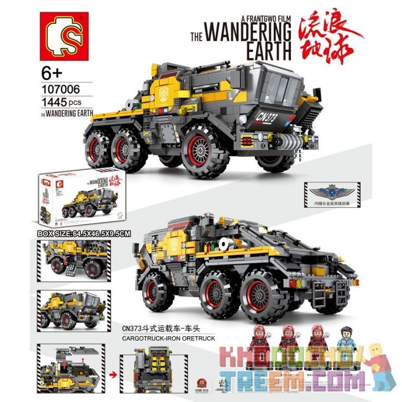 SEMBO 107006 non  XE VẬN CHUYỂN BỌC THÉP bộ đồ chơi xếp lắp ráp ghép mô hình The Wandering Earth CARGOTRUCK-IRON Lưu Lạc Địa Cầu 1445 khối