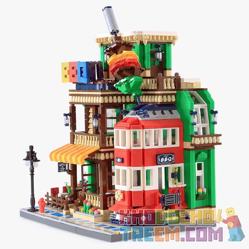 WANGE 6313 non Lego NHÀ HÀNG BBQ bộ đồ chơi xếp lắp ráp ghép mô hình Modular Buildings BBQ RESTAURANT Mô Hình Nhà Cửa 1922 khối