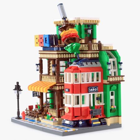 WANGE 6313 non  NHÀ HÀNG BBQ bộ đồ chơi xếp lắp ráp ghép mô hình Modular Buildings BBQ RESTAURANT Mô Hình Nhà Cửa 1922 khối