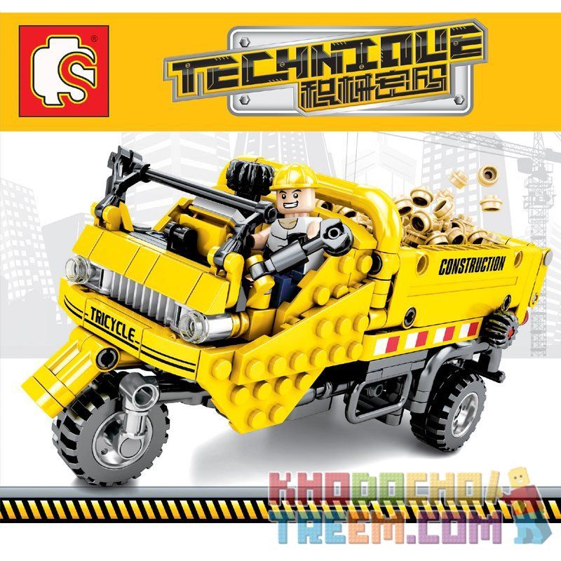 SEMBO 701350 non  XE TẢI 3 BÁNH bộ đồ chơi xếp lắp ráp ghép mô hình  TECHNIQUE Kỹ Thuật Công Nghệ Cao Mô Hình Phương Tiện 491 khối