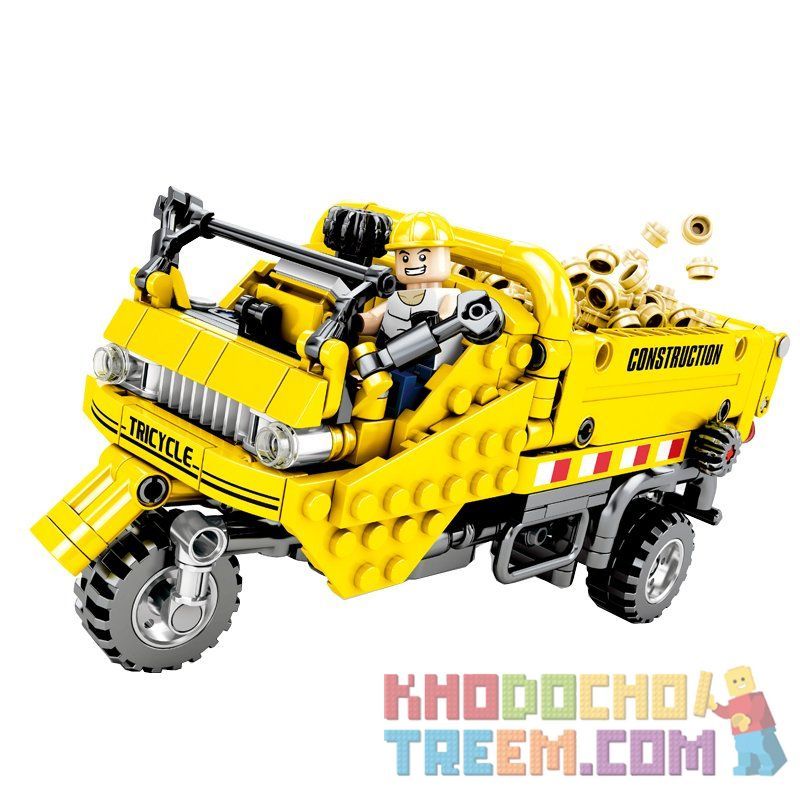 SEMBO 701350 Xếp hình kiểu Lego TECHNIC Technique Mechanical Code Yellow Tricycle Xe Tải 3 Bánh 491 khối SEMBO 701350 Xếp hình kiểu Lego TECHNIC Technique Mechanical Code Yellow Tricycle Xe Tải 3 Bánh 491 khối