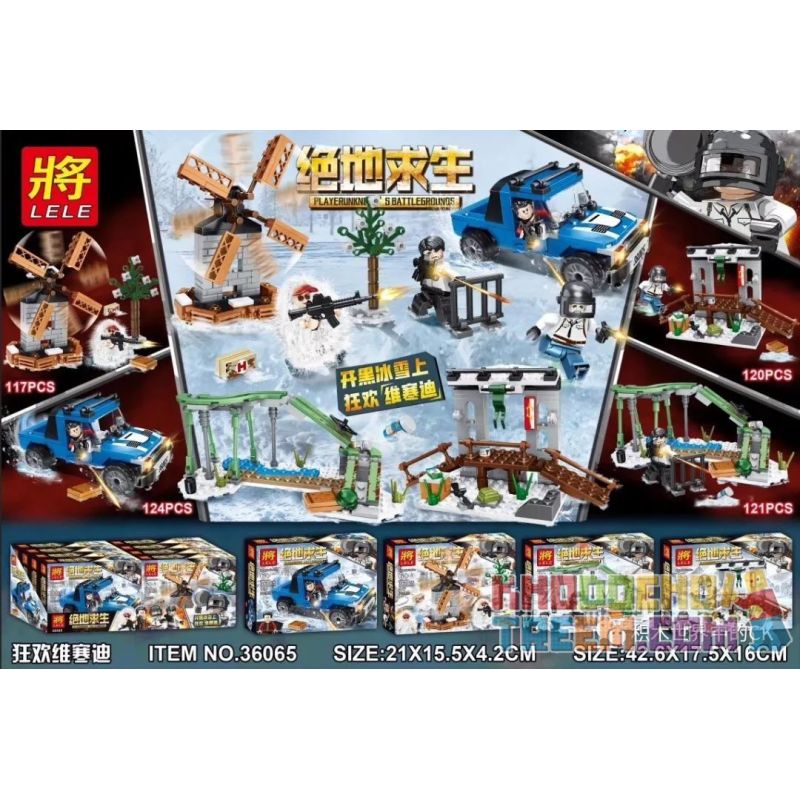 LELE 36065 non Lego LỄ HỘI CARNIVAL VIKANDI 4 bộ đồ chơi xếp lắp ráp ghép mô hình Pubg Battlegrounds Bắn Súng 482 khối