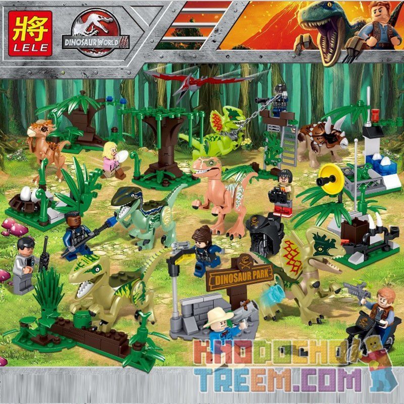 LELE 39160 non Lego BẮT 8 CON KHỦNG LONG TRỐN THOÁT bộ đồ chơi xếp lắp ráp ghép mô hình Jurassic World CATCH THE ESCAPED DINOSAUR Thế Giới Khủng Long 433 khối