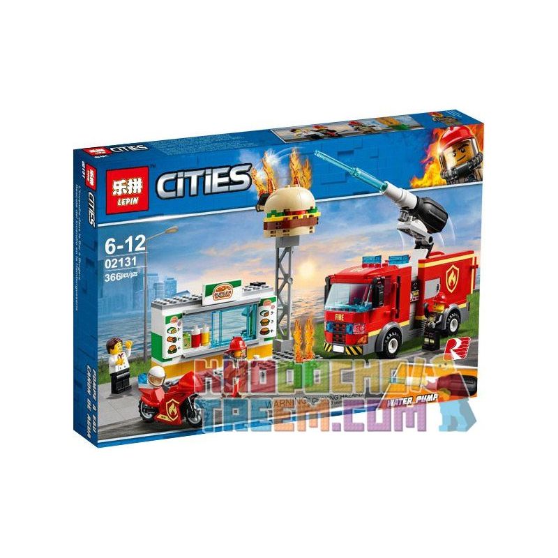 NOT Lego CITY 60214 Burger Bar Fire Rescue Fire Fighting Burger Shop Fire Rescue , LARI 11213 LELE 28048 LEPIN 02131 Xếp hình Chữa Cháy Cửa Hàng Bánh Mỳ Kẹp 327 khối
