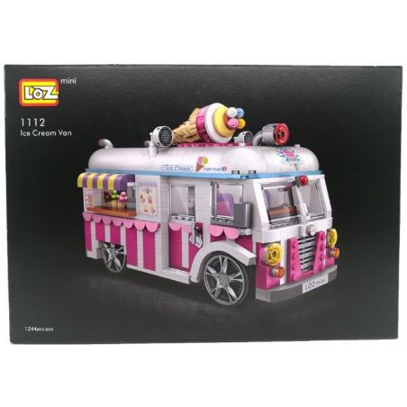LOZ 1112 non  GIỎ KEM NGƯỜI YÊU bộ đồ chơi xếp lắp ráp ghép mô hình City ICE CREAM CAR MODEL Thành Phố 1244 khối