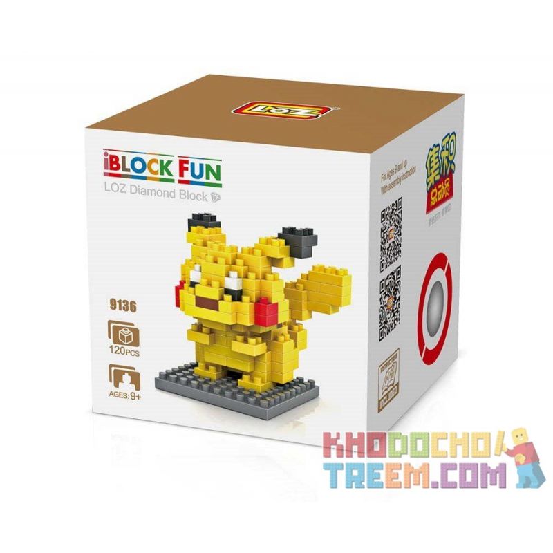 Loz 9136 Xếp hình kiểu Nanoblock Pokémon Pokemon Pikachu 120 khối Loz 9136 Xếp hình kiểu Nanoblock Pokémon Pokemon Pikachu 120 khối