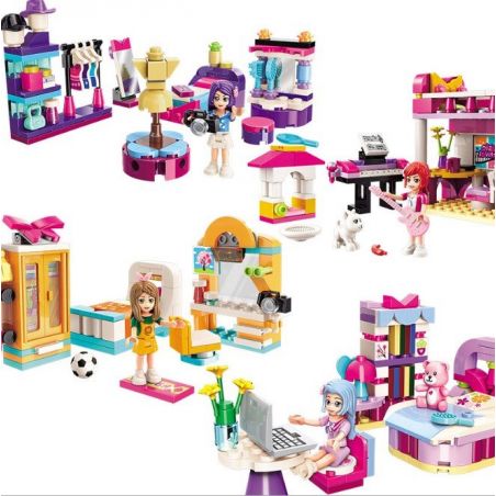 Enlighten 4101 Qman 4101 non  4 CĂN PHÒNG CỦA CÔNG CHÚA SHIRLEY bộ đồ chơi xếp lắp ráp ghép mô hình  CHERRY Các Bạn Gái 483 khối