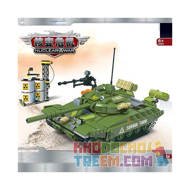 CAYI 2012 non  XE TĂNG CHIẾN ĐẤU T72 bộ đồ chơi xếp lắp ráp ghép mô hình Nuclear War NUCLEAR WAR T72 MAIN BATTLE TANK Chiến Tranh Hạt Nhân 1028 khối