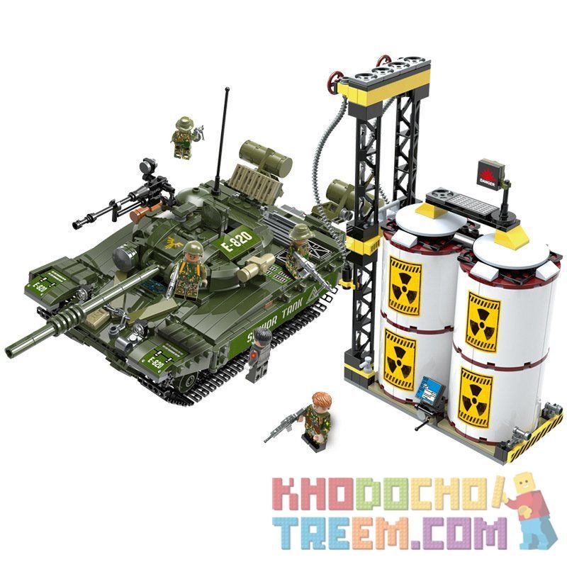 CAYI 2012 non Lego XE TĂNG CHIẾN ĐẤU T72 bộ đồ chơi xếp lắp ráp ghép mô hình Nuclear War NUCLEAR WAR T72 MAIN BATTLE TANK Chiến Tranh Hạt Nhân 1028 khối