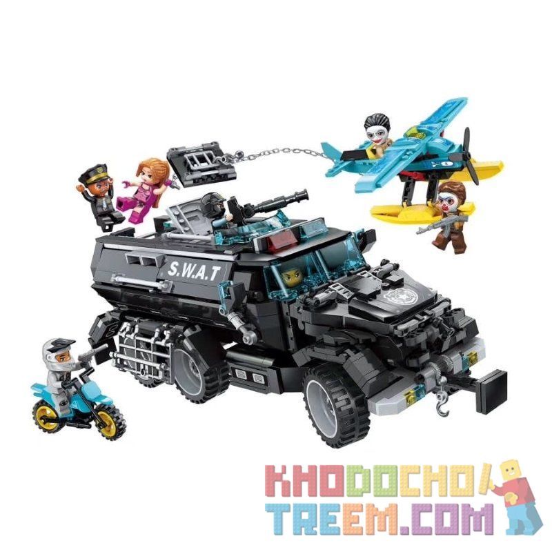 Enlighten 1930 Qman 1930 KEEPPLEY 1930 Xếp hình kiểu Lego POLICE Battle Force Vụ cướp xe bọc thép 970 khối Enlighten 1930 Qman 1930 KEEPPLEY 1930 Xếp hình kiểu Lego POLICE Battle Force Vụ cướp xe bọc thép 970 khối