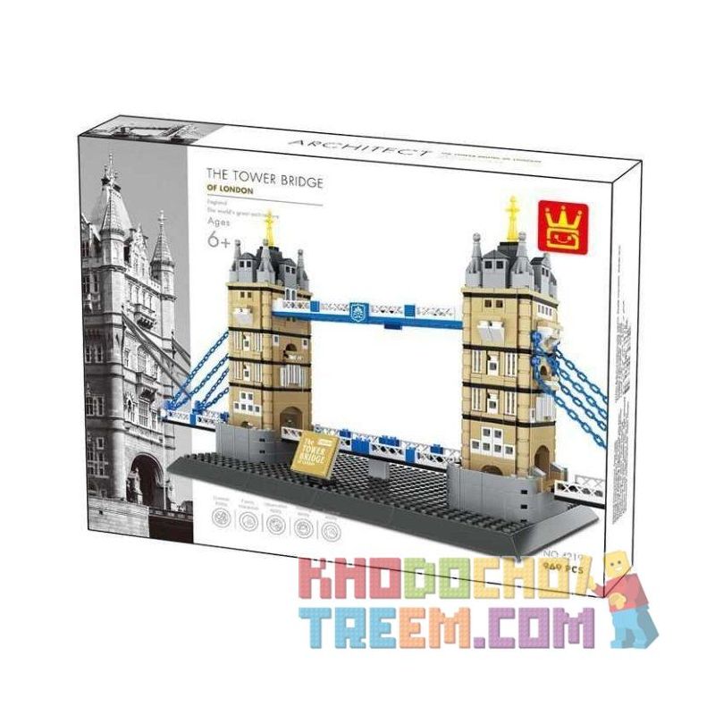 WANGE 4219 non Lego CẦU THÁP LUÂN ĐÔN bộ đồ chơi xếp lắp ráp ghép mô hình Creator THE TOWER BRIDGE OF LODON-ENGLAND Sáng Tạo 969 khối