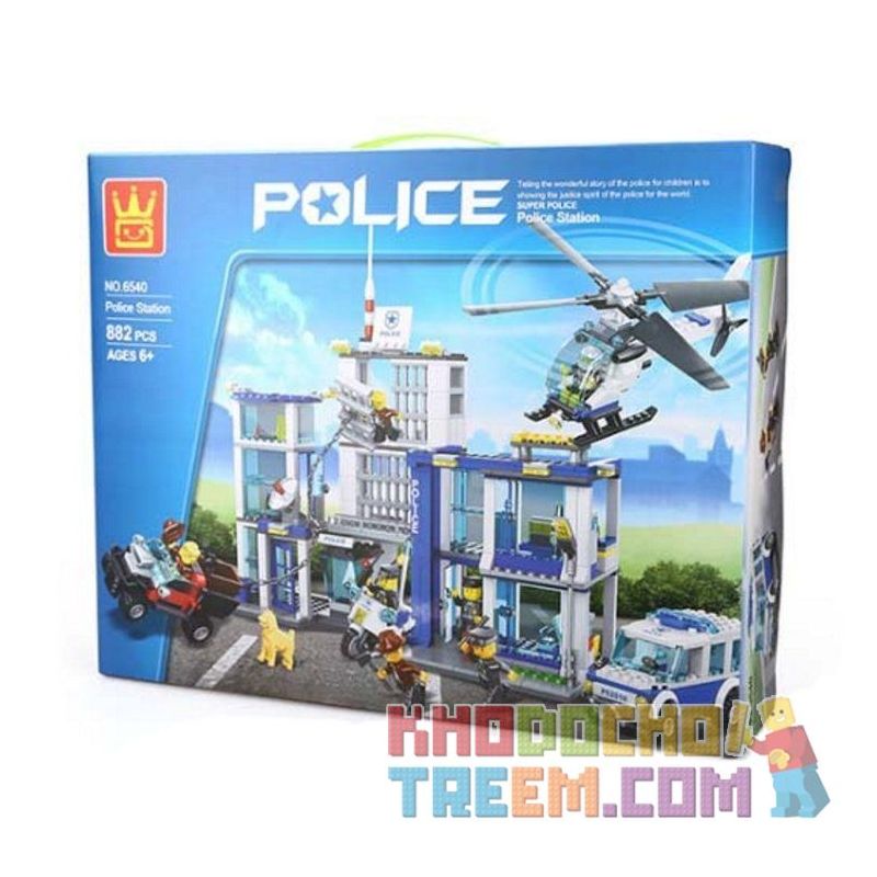 WANGE 6540 non  ĐỒN CẢNH SÁT bộ đồ chơi xếp lắp ráp ghép mô hình City POLICE STATION Thành Phố 882 khối