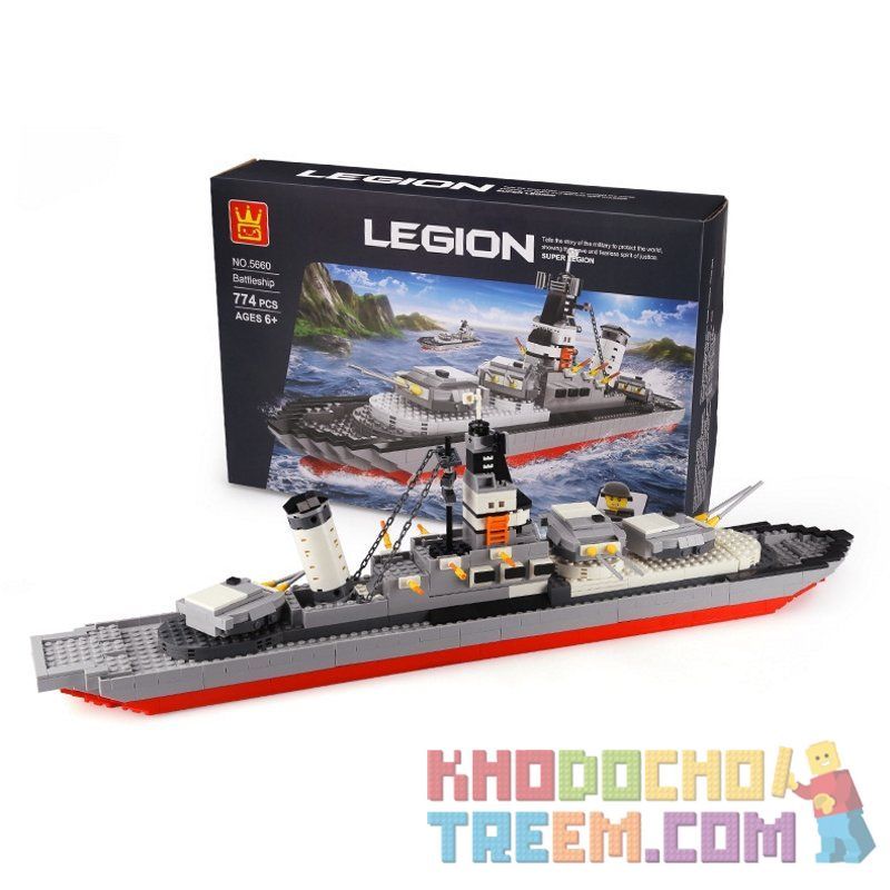 WANGE 5660 non Lego CHIẾN HẠM bộ đồ chơi xếp lắp ráp ghép mô hình Military Army LEGION BATTLESHIP Quân Sự Bộ Đội 774 khối