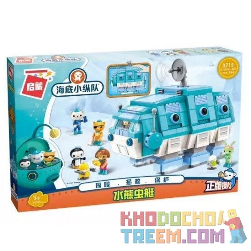 Enlighten 3715 Qman 3715 non  THUYỀN BỌ GẤU NƯỚC bộ đồ chơi xếp lắp ráp ghép mô hình Octonauts Thám Hiểm Đại Dương 766 khối