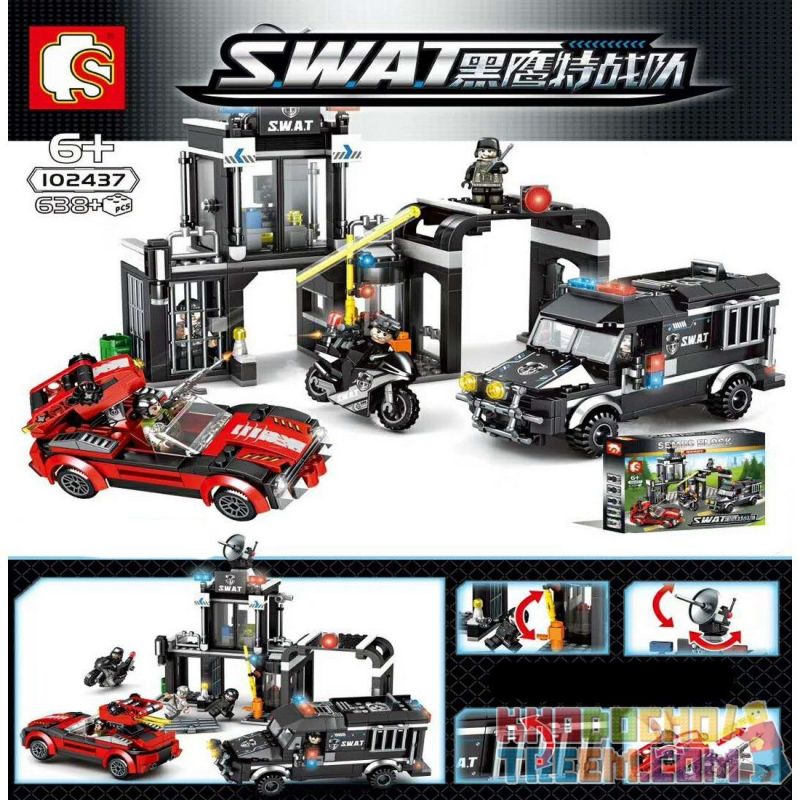 SEMBO 102437 non  BẢO VỆ ĐỒN CẢNH SÁT bộ đồ chơi xếp lắp ráp ghép mô hình Swat Special Force Đặc Nhiệm 638 khối SEMBO 102437 non  BẢO VỆ ĐỒN CẢNH SÁT bộ đồ chơi xếp lắp ráp ghép mô hình Swat Special Force Đặc Nhiệm 638 khối