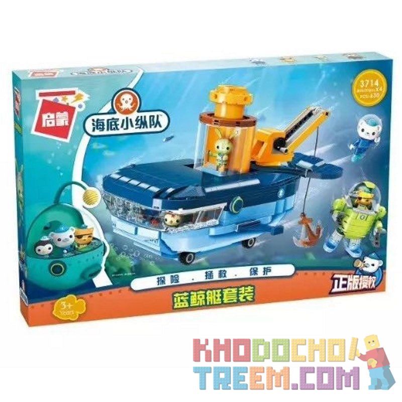 Enlighten 3714 Qman 3714 non  TÀU NGẦM CÁ VOI XANH bộ đồ chơi xếp lắp ráp ghép mô hình Octonauts Thám Hiểm Đại Dương 630 khối