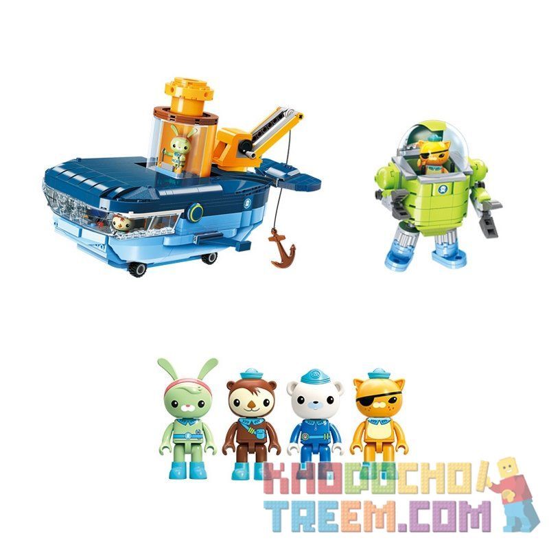 Enlighten 3714 Qman 3714 non  TÀU NGẦM CÁ VOI XANH bộ đồ chơi xếp lắp ráp ghép mô hình Octonauts Thám Hiểm Đại Dương 630 khối