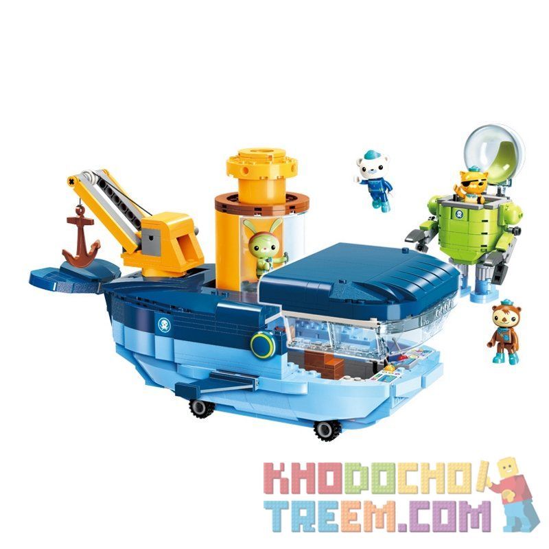 Enlighten 3714 Qman 3714 non  TÀU NGẦM CÁ VOI XANH bộ đồ chơi xếp lắp ráp ghép mô hình Octonauts Thám Hiểm Đại Dương 630 khối