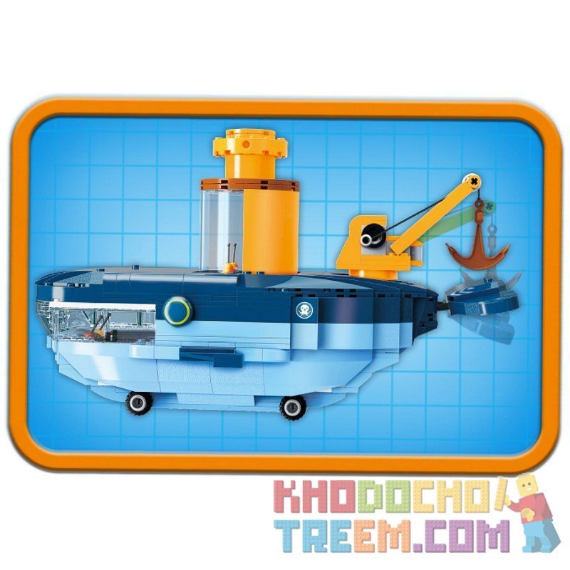 Enlighten 3714 Qman 3714 non  TÀU NGẦM CÁ VOI XANH bộ đồ chơi xếp lắp ráp ghép mô hình Octonauts Thám Hiểm Đại Dương 630 khối