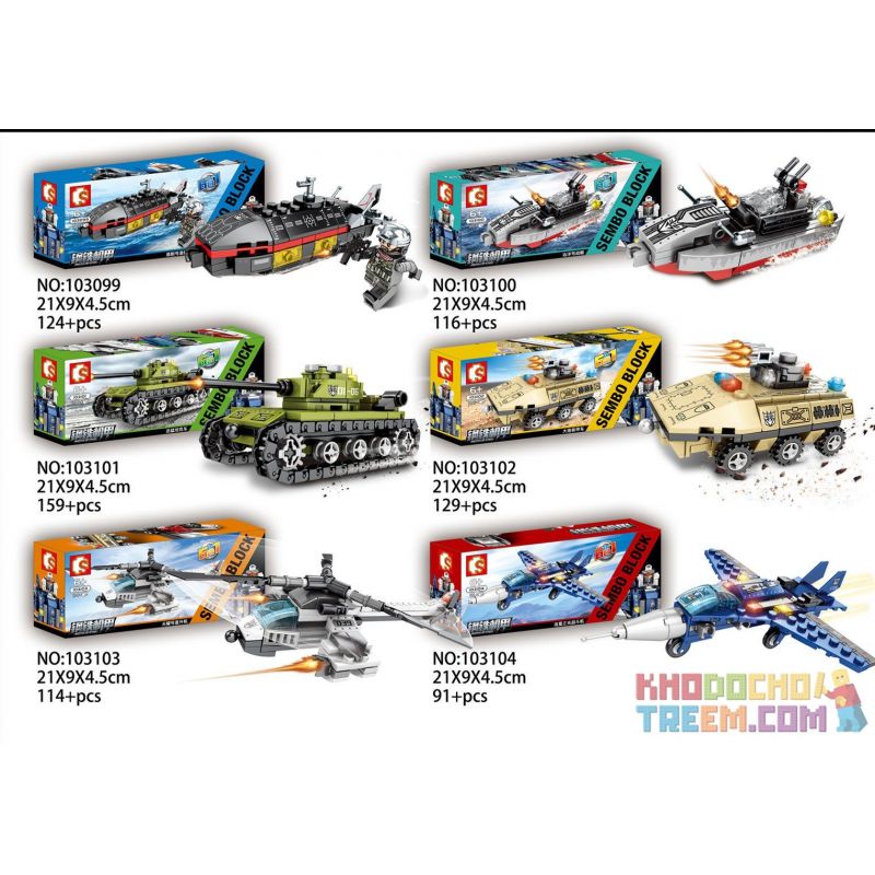 LIMO TOY KB087 SEMBO 103104 103099 103100 103101 103102 103103 non  TÀU NGẦM TRỰC THĂNG XE BỌC THÉP TĂNG MÁY BAY CHIẾN KẾT HỢP THÀNH NGƯỜI bộ đồ chơi xếp lắp ráp ghép mô hình Transformers MECHA OF STEEL Robot Đại Chiến Người Máy Biến Hình 733 khối