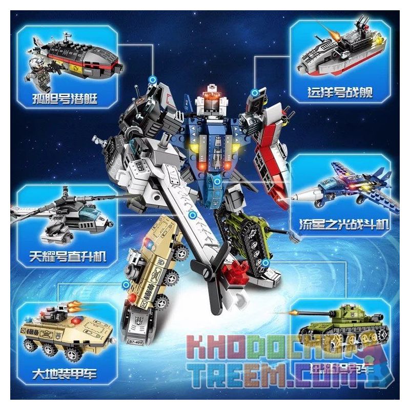 LIMO TOY KB087 SEMBO 103104 103099 103100 103101 103102 103103 non  TÀU NGẦM TRỰC THĂNG XE BỌC THÉP TĂNG MÁY BAY CHIẾN KẾT HỢP THÀNH NGƯỜI bộ đồ chơi xếp lắp ráp ghép mô hình Transformers MECHA OF STEEL Robot Đại Chiến Người Máy Biến Hình 733 khối