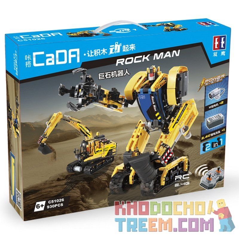 CADA C51026 51026 non Lego ROBOT BIẾN HÌNH MÁY XÚC ĐIỀU KHIỂN TỪ XA bộ đồ chơi xếp lắp ráp ghép mô hình Technic ROCK MAN Kỹ Thuật Công Nghệ Cao Mô Hình Phương Tiện 930 khối