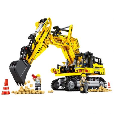 SEMBO 701802 non  MÁY XÚC bộ đồ chơi xếp lắp ráp ghép mô hình  TECHINQUE Kỹ Thuật Công Nghệ Cao Mô Hình Phương Tiện 841 khối