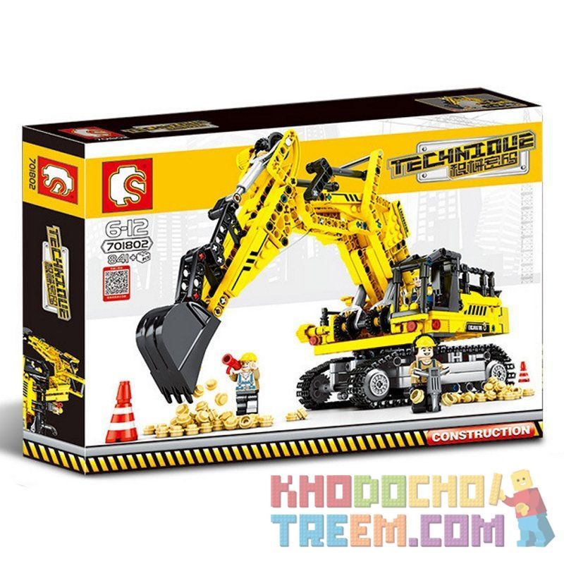 SEMBO 701802 non  MÁY XÚC bộ đồ chơi xếp lắp ráp ghép mô hình  TECHINQUE Kỹ Thuật Công Nghệ Cao Mô Hình Phương Tiện 841 khối