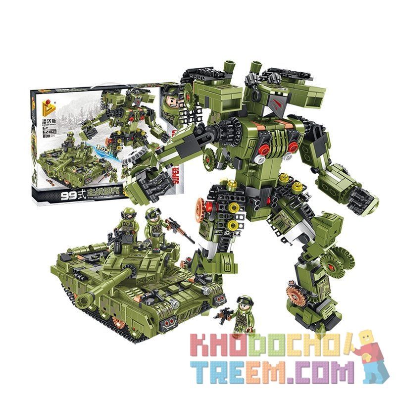 PanlosBrick 621021 Panlos Brick 621021 non Lego ROBOT BIẾN HÌNH XE TĂNG bộ đồ chơi xếp lắp ráp ghép mô hình Transformers SUPER DEFORMATION TYPE 99 MAIN BATTLE TANK Robot Đại Chiến Người Máy Biến Hình 830 khối