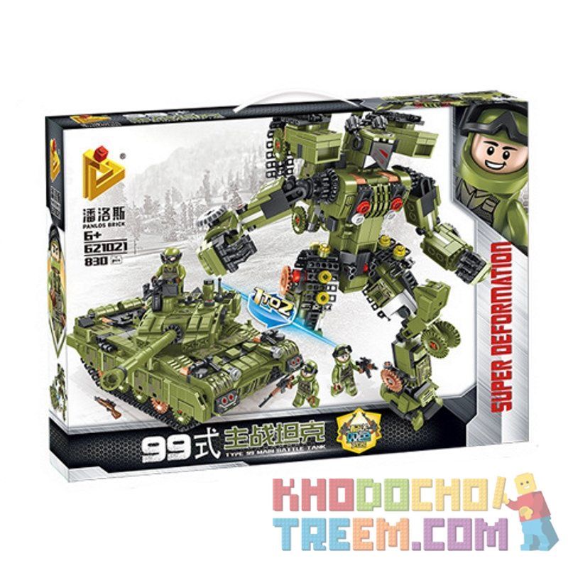 PanlosBrick 621021 Panlos Brick 621021 non  ROBOT BIẾN HÌNH XE TĂNG bộ đồ chơi xếp lắp ráp ghép mô hình Transformers SUPER DEFORMATION TYPE 99 MAIN BATTLE TANK Robot Đại Chiến Người Máy Biến Hình 830 khối