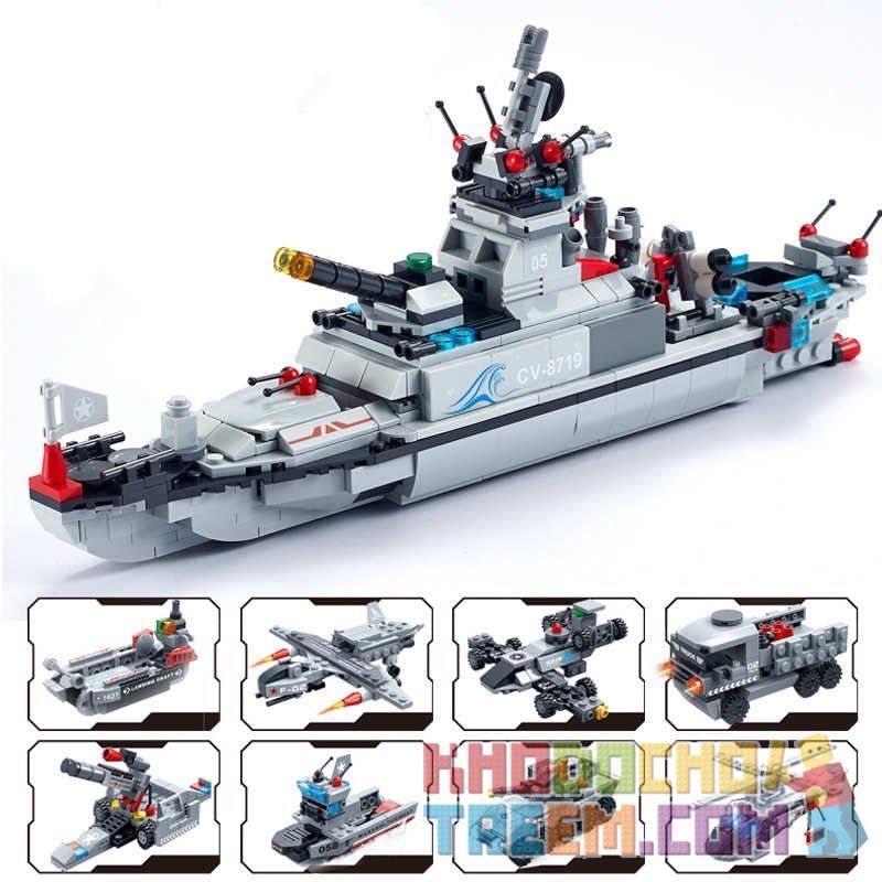 GUDI 8719 non Lego SIÊU HẠM ĐỘI 8 TÀU CHIẾN bộ đồ chơi xếp lắp ráp ghép mô hình Military Army SUPER SENTAI Quân Sự Bộ Đội 689 khối