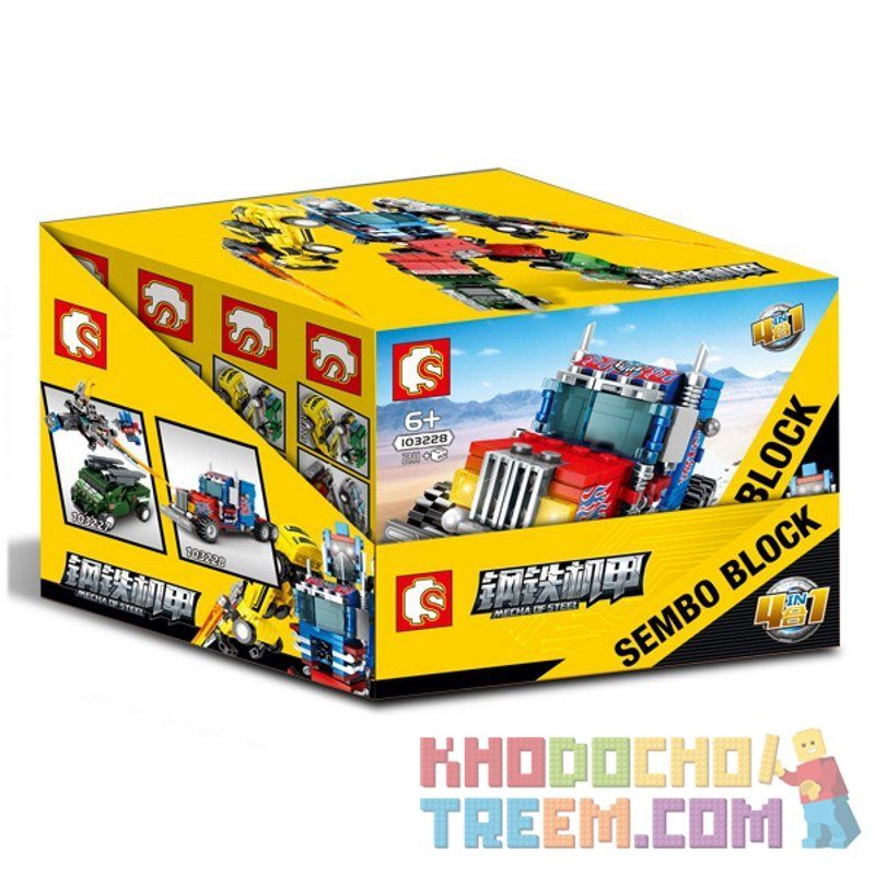 SEMBO 103225 103226 103227 103228 non  NGƯỜI MÁY BIẾN HÌNH KẾT HỢP 7 LOẠI Ô TÔ THÀNH ROBOT bộ đồ chơi xếp lắp ráp ghép mô hình Transformers MECHA OF STEEL Robot Đại Chiến Người Máy Biến Hình 777 khối