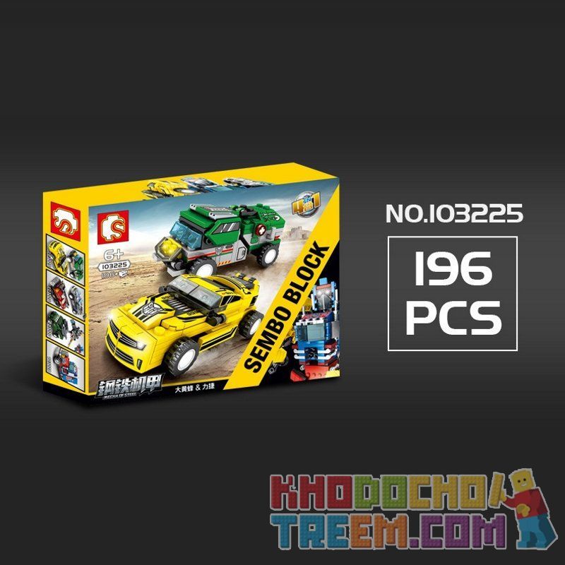 SEMBO 103225 103226 103227 103228 non  NGƯỜI MÁY BIẾN HÌNH KẾT HỢP 7 LOẠI Ô TÔ THÀNH ROBOT bộ đồ chơi xếp lắp ráp ghép mô hình Transformers MECHA OF STEEL Robot Đại Chiến Người Máy Biến Hình 777 khối
