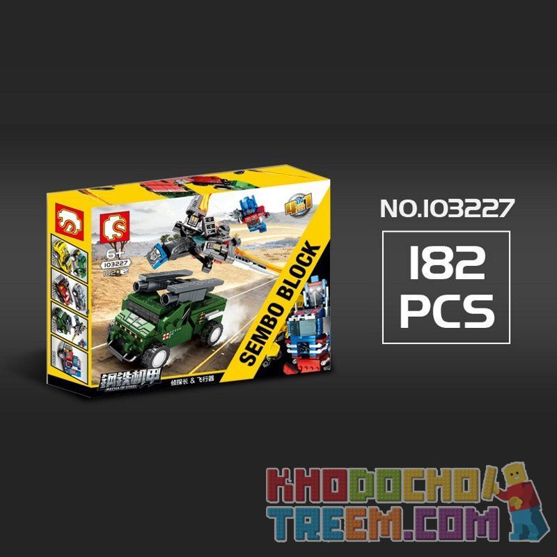 SEMBO 103225 103226 103227 103228 non  NGƯỜI MÁY BIẾN HÌNH KẾT HỢP 7 LOẠI Ô TÔ THÀNH ROBOT bộ đồ chơi xếp lắp ráp ghép mô hình Transformers MECHA OF STEEL Robot Đại Chiến Người Máy Biến Hình 777 khối