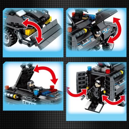 SEMBO 102407 non  ĐỘI ĐẶC NHIỆM BLACK HAWK BẢO VỆ NGÂN HÀNG bộ đồ chơi xếp lắp ráp ghép mô hình Swat Special Force 549 khối