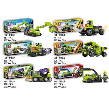 LIMO TOY KB086 SEMBO 103081 103082 103083 103084 103085 103086 non  NGƯỜI MÁY BIẾN HÌNH KẾT HỢP 6 MẪU XE PHƯƠNG TIỆN XÂY DỰNG bộ đồ chơi xếp lắp ráp ghép mô hình Transformers MECHA OF STEEL Robot Đại Chiến Người Máy Biến Hình 709 khối