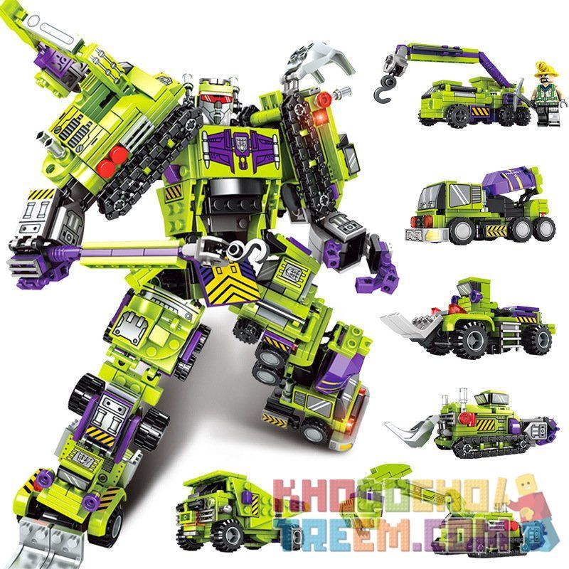 LIMO TOY KB086 SEMBO 103081 103082 103083 103084 103085 103086 non Lego NGƯỜI MÁY BIẾN HÌNH KẾT HỢP 6 MẪU XE PHƯƠNG TIỆN XÂY DỰNG bộ đồ chơi xếp lắp ráp ghép mô hình Transformers MECHA OF STEEL Robot Đại Chiến Người Máy Biến Hình 709 khối
