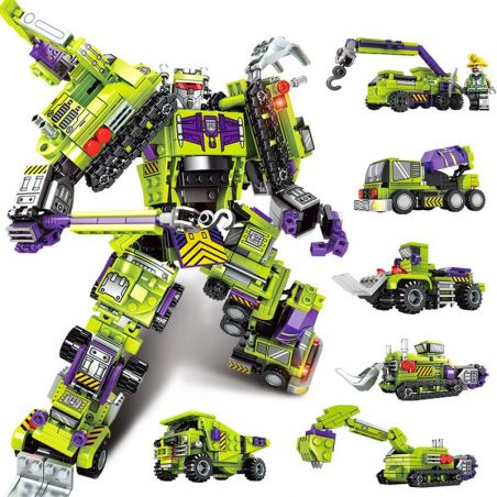 LIMO TOY KB086 SEMBO 103081 103082 103083 103084 103085 103086 non  NGƯỜI MÁY BIẾN HÌNH KẾT HỢP 6 MẪU XE PHƯƠNG TIỆN XÂY DỰNG bộ đồ chơi xếp lắp ráp ghép mô hình Transformers MECHA OF STEEL Robot Đại Chiến Người Máy Biến Hình 709 khối