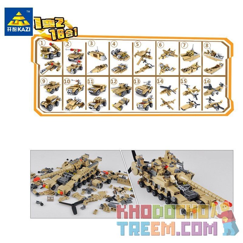 Kazi KY84031 84031 non  CUỘC CHIẾN CHẤN ĐỘNG KHẨU SIÊU PHÁO VÀ 16 VŨ KHÍ MẠNH MẼ bộ đồ chơi xếp lắp ráp ghép mô hình Military Army THUNDER FIRE Quân Sự Bộ Đội 544 khối