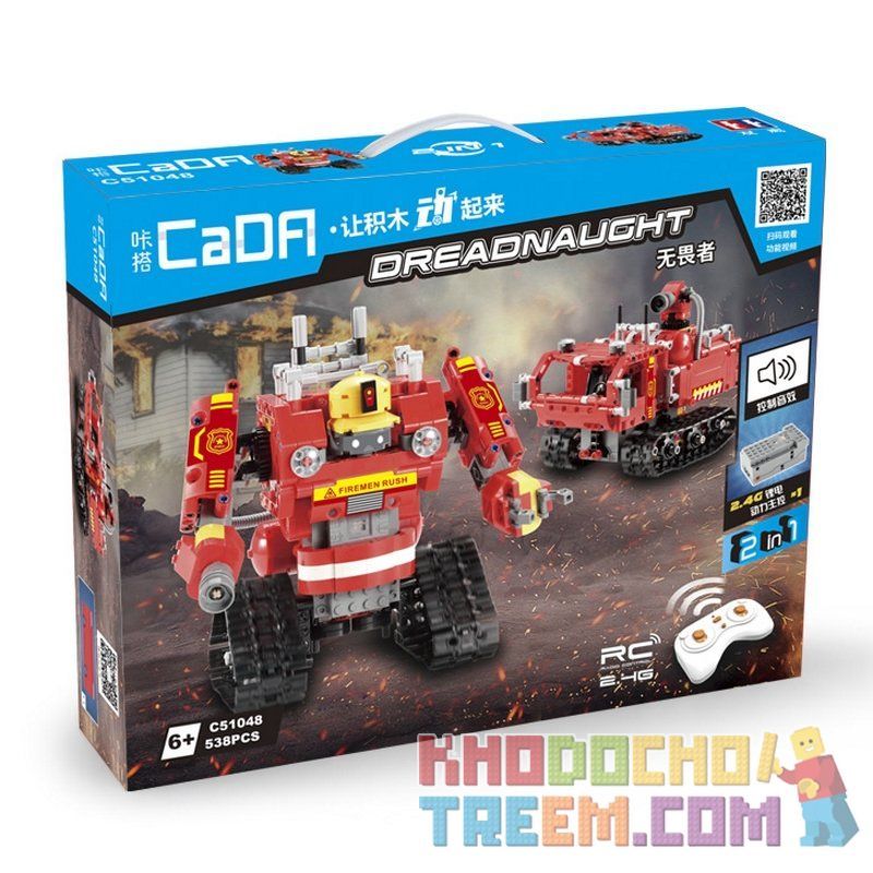 DOUBLEE CADA C51048 51048 non  ROBOT CỨU HỎA bộ đồ chơi xếp lắp ráp ghép mô hình  DREADNAUGHT Kỹ Thuật Công Nghệ Cao Mô Hình Phương Tiện 527 khối