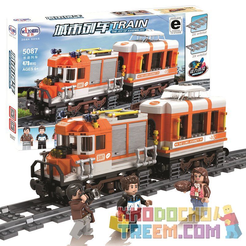 Winner 5087 non  TÀU HỎA ĐƯỜNG DÀI bộ đồ chơi xếp lắp ráp ghép mô hình Trains 473 khối