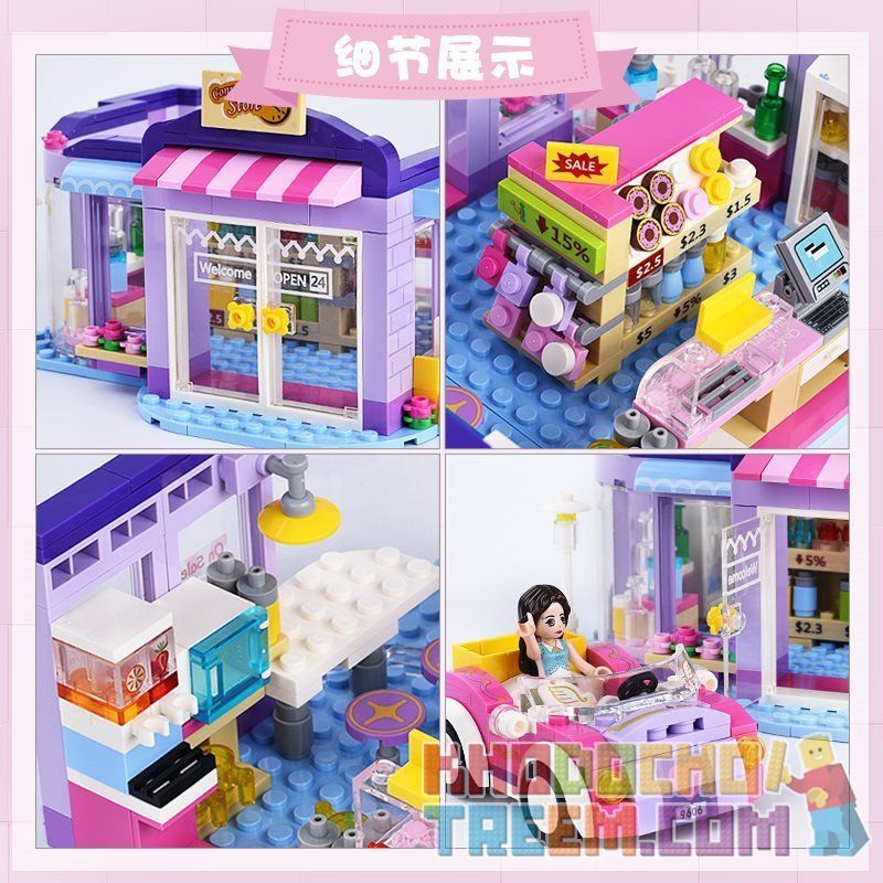 GUDI 9606 non  CỬA HÀNG TIỆN LỢI KREIS bộ đồ chơi xếp lắp ráp ghép mô hình Modern Girls MODERN GIRLS CONVENIENCE STORE Những Cô Gái Hiện Đại 470 khối