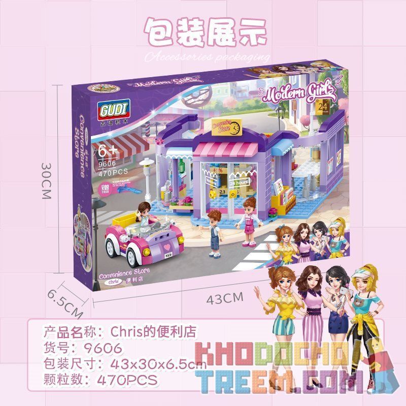 GUDI 9606 non  CỬA HÀNG TIỆN LỢI KREIS bộ đồ chơi xếp lắp ráp ghép mô hình Modern Girls MODERN GIRLS CONVENIENCE STORE Những Cô Gái Hiện Đại 470 khối