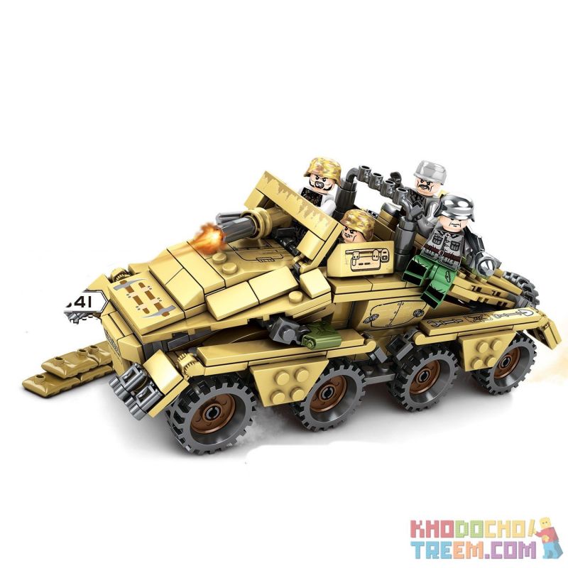 SEMBO 101341 non  XE BỌC THÉP CHIẾN ĐẤU bộ đồ chơi xếp lắp ráp ghép mô hình Empires Of Steel Đế Chế Thép 395 khối