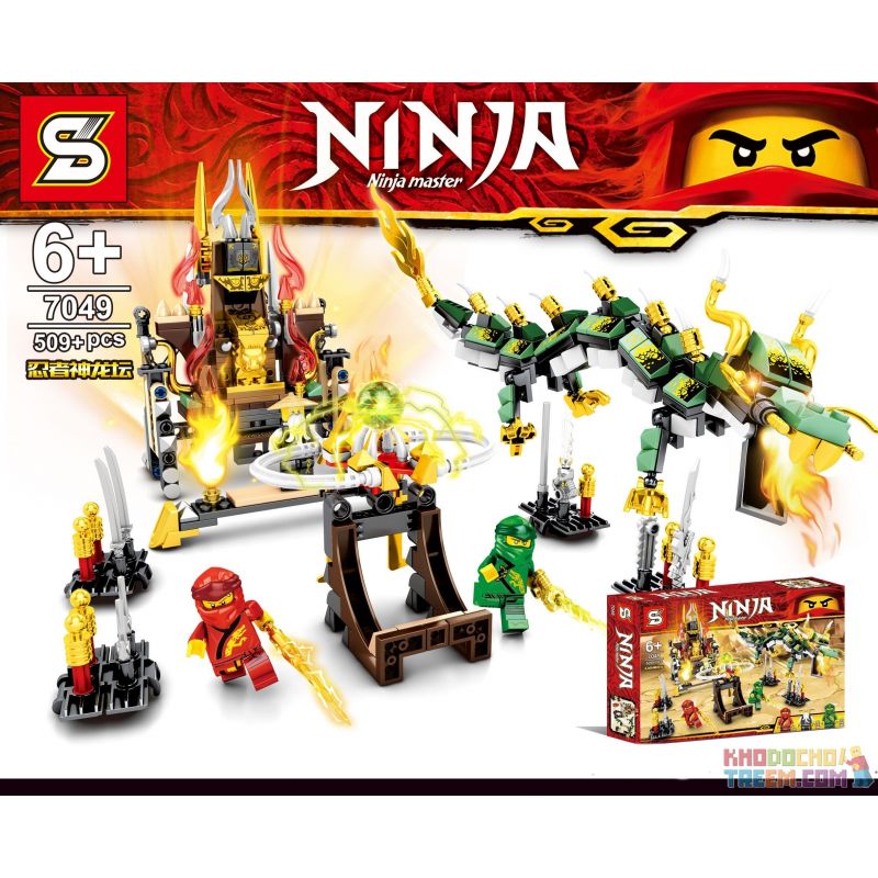 SHENG YUAN SY 7049 non Lego NGÔI ĐỀN RỒNG XANH bộ đồ chơi xếp lắp ráp ghép mô hình The Lego Ninjago Movie NINJA MASTER Ninja Lốc Xoáy 509 khối